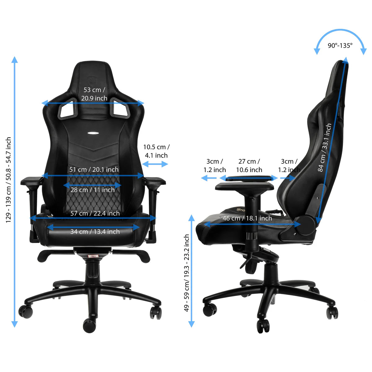 noblechairs EPIC Black Real Leather Gaming Chair